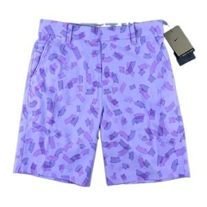 Nike Tour Men's Size 30 Standard Fit Purple Golf Chino Shorts Rake Lines Print